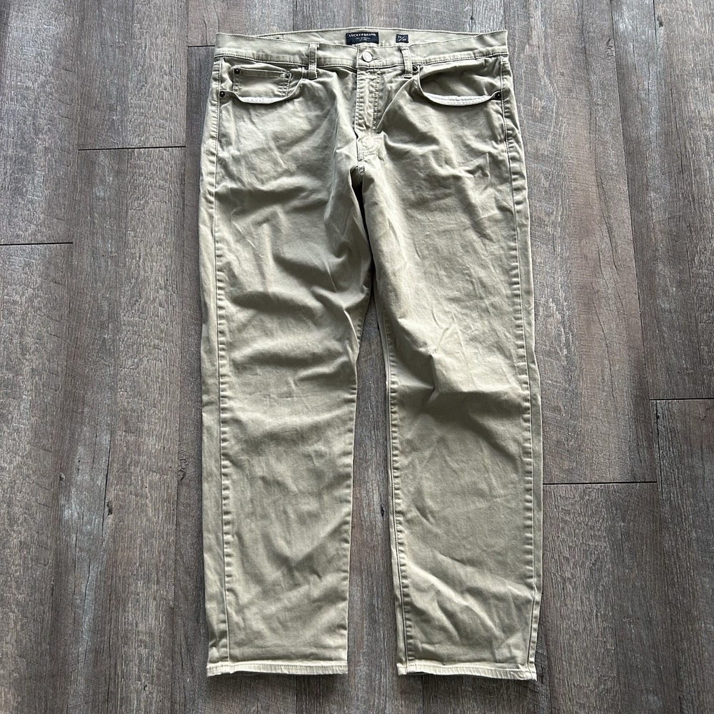Lucky Brand Pants Mens 36x30 Beige Stretch 5-Pocket 121 Slim Fit Straight Leg